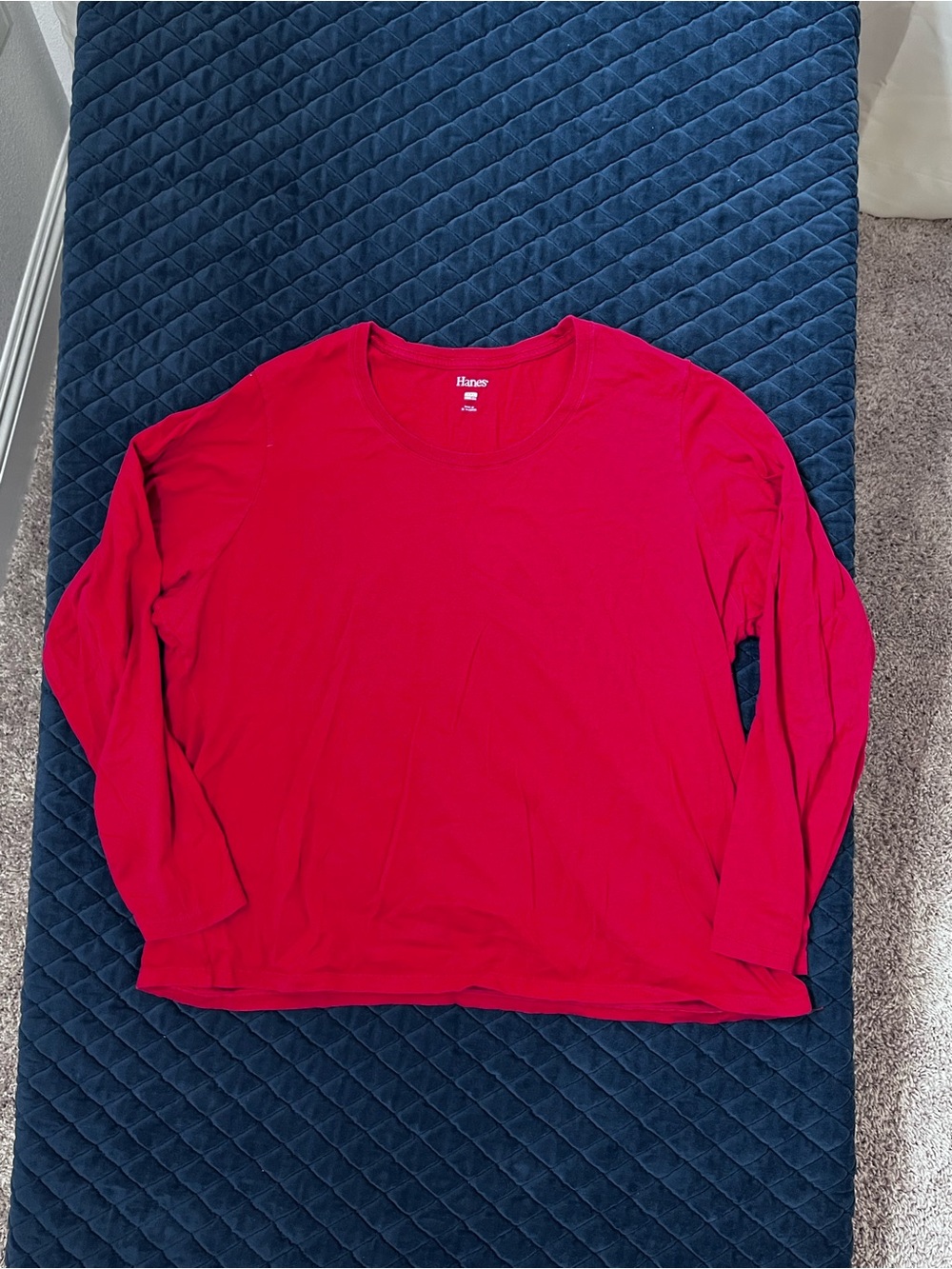 Hanes Men's Long Sleeve Crewneck Shirt - Red - 2XL - Casual Basic - Comfortable